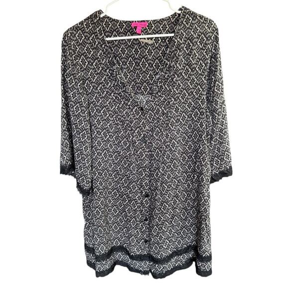 Betsy Johnson Dress Womens L Black Grey Midi Classic Floral Lace Whimsigoth - Picture 1 of 7